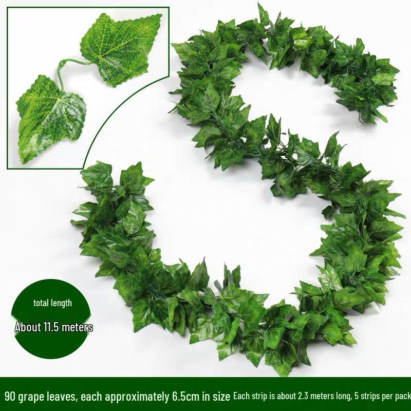 Artificial Rattan Vines for Pipe and Ceiling Decoration - Fake Green Leaves