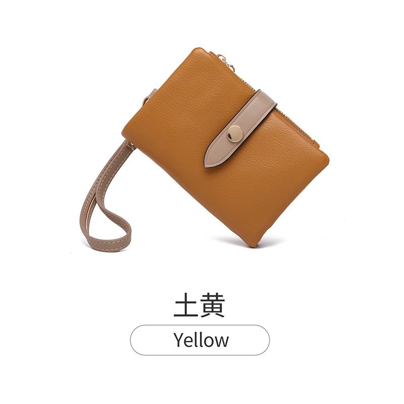 

Новый маленький свежий короткий женский кошелек контрастного цвета на молнии с застежкой, многофункциональный простой модный кошелек для мелочи земля желтый