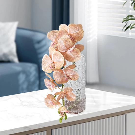 Orquídeas polilla artificiales de 9 cabezas, flores de seda falsas realistas, centro de mesa para bodas, fiestas, hogar, oficina, decoración de ramas florales de Phalaenopsis falsa