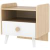Kids Bedside Table with Drawer and Open Storage Shelf, Wooden Nightstand for Bedroom, Bedside Cabinet, White