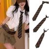 Brown Checkered Striped Neck Tie Pre-Tied Bowtie for Japanese JK School Uniform