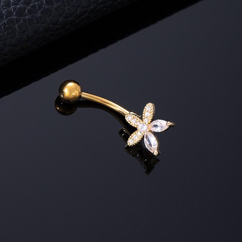 Color Zircon Spiral Piercing Navel Nail Color Butterfly Wind Navel Clip Rabbit Navel Buckle