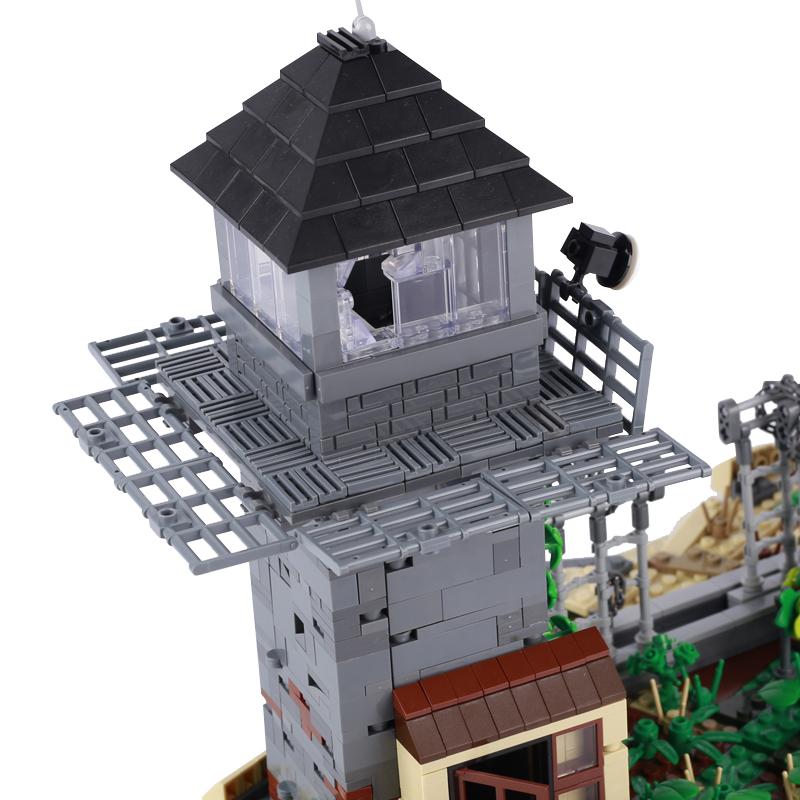 MOC Città Uomo Zombie Zai Rovine Scena Torre Recinzione Prigione Edificio Blocchi da Costruzione a Particelle Piccole Giocattolo
