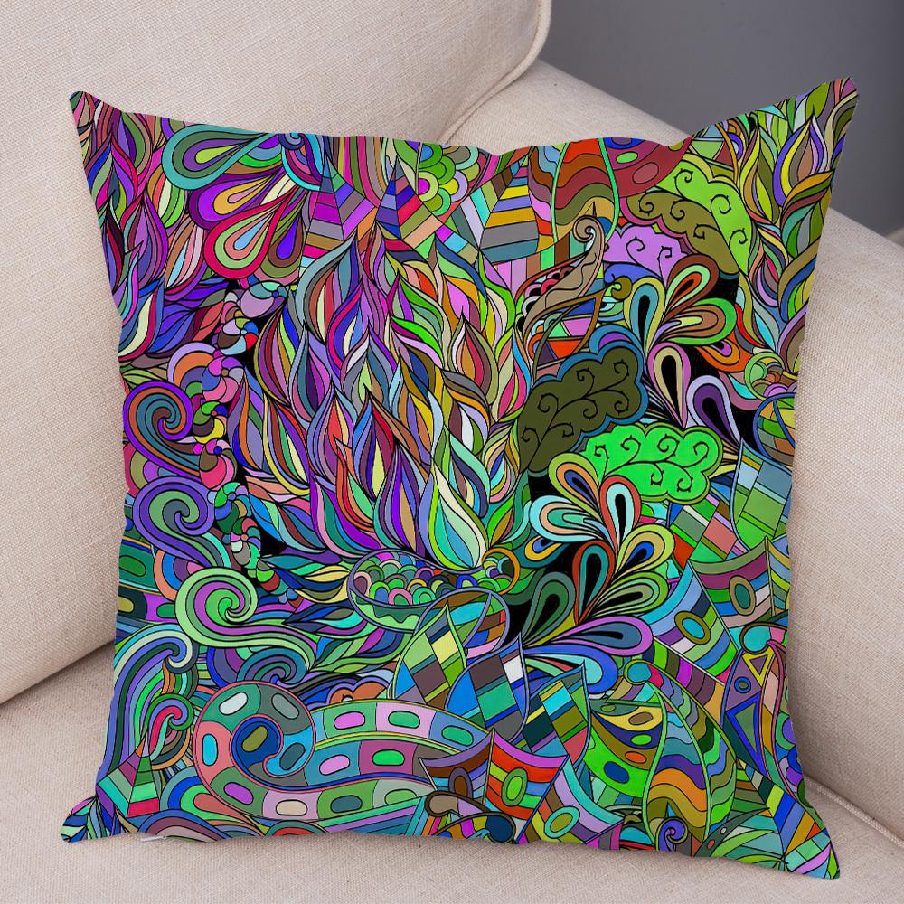 Bright Abstract Bohemian Floral Art Print Household Sofa Bedroom Decoration Pillow Cover Cushion Shell