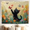 Pink Wildflower Horse Tapestry Wall Hanging, Horse Decor for Girls Room, Pastel Floral Meadow Horses Wall Tapestry for Girls
