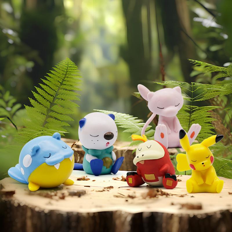 Pikachu 5pcs Sleeping Action Figure Capsule Toy Anime Collectible Doll