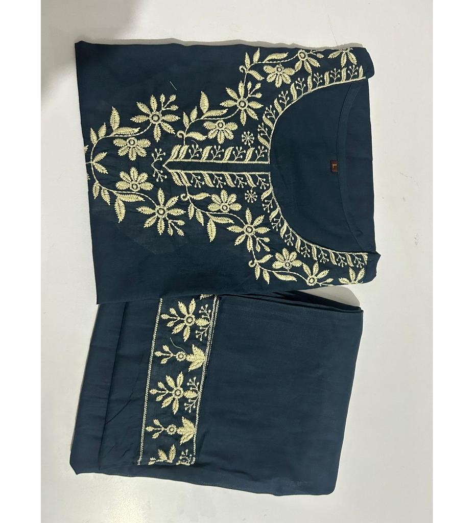 Indian Women Designer Pure Cotton Chikenkari Style Cord Set Party Wear Bollywood Kurti
