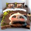 Adorable Baby Panda Smiling Gently Duvet Cover Set With 3D Printing Design Soft Polyester Bedding Set All-Season Comfort