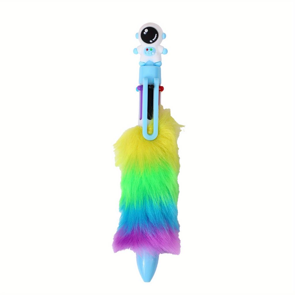 36pcs 0.7mm Cartoon Astronaut Fur Six-color Ballpoint Pen Multi-color Hand-door Pen Gift Pen Prize Pen Creative Stationery Back To School Season