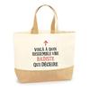 Tote Bag (jute Bag) - PLANETEE - Awesome Climber Woman - Natural Jute - Exclusive Print - Strong Handles