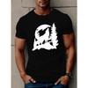 Europäische Größen Herren Freizeit Kurzarm T-Shirt mit Mond & Baum Design - Atmungsaktiv, Rundhals, Maschinenwaschbar - Perfekt für den Sommer