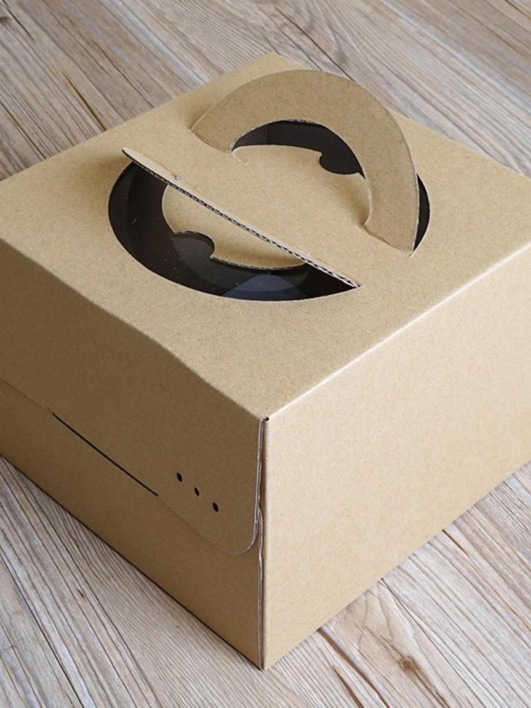 Tall Kraft Paper Cheesecake Box with Window - Available in 4/6/8/10 inch for Mille-feuille and Baking Takeaway.