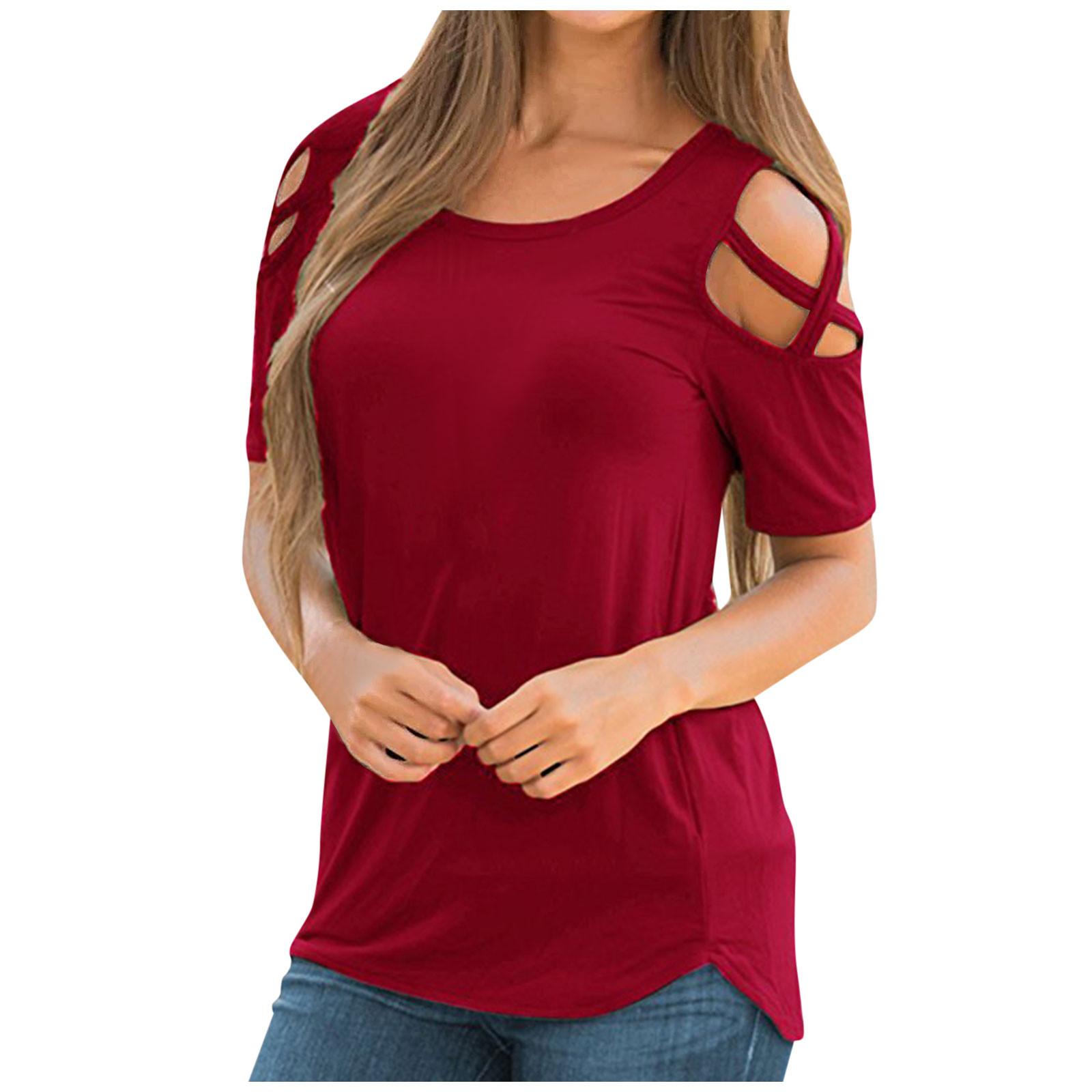 

(SU)Женские летние футболки с короткими рукавами и открытыми плечами, топы, блузки