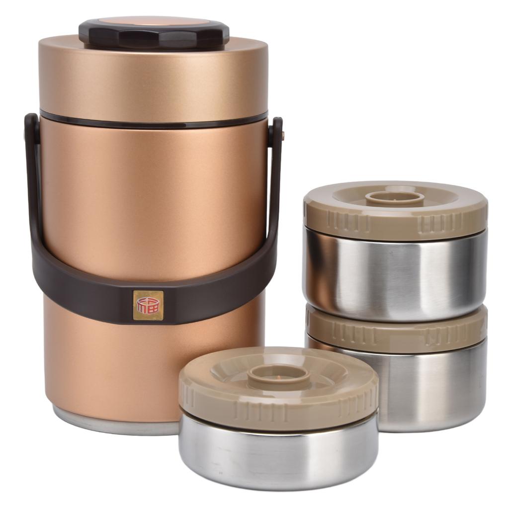 2.3L Vacuum Lunch Box 304 Stainless Steel 3 Layers Prevent Leakage Insulated Food Container for