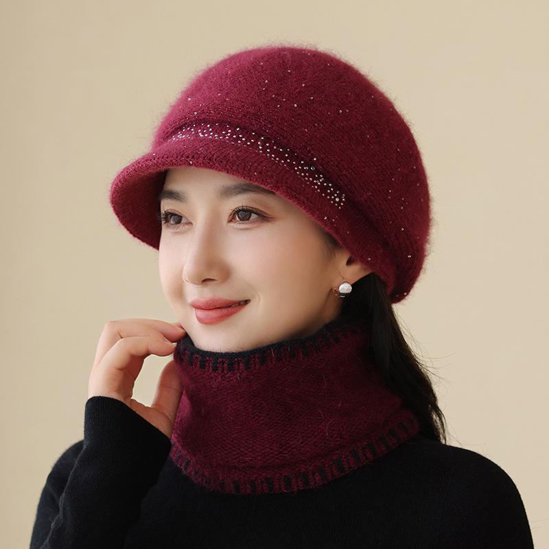 Hat Female Winter Warm Rabbit Hair Beret Cold Protective Ear Wool Hat In The Elderly Hat
