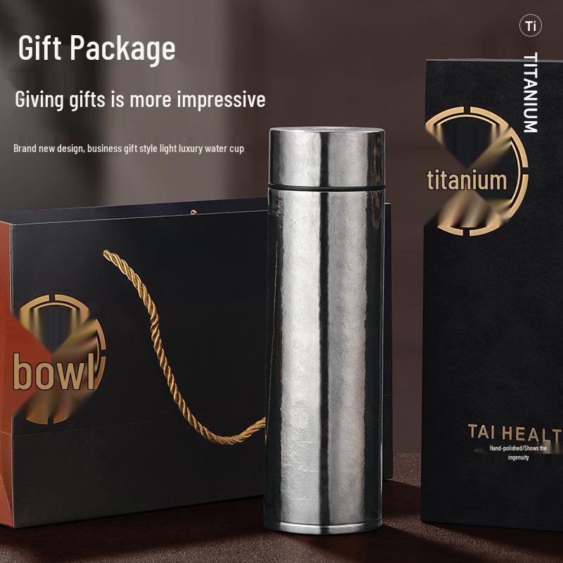 Pure Titanium Tea-Brewing Thermos Cup, Unisex, Inner/Outer Titanium for Health, In High-End Gift Box