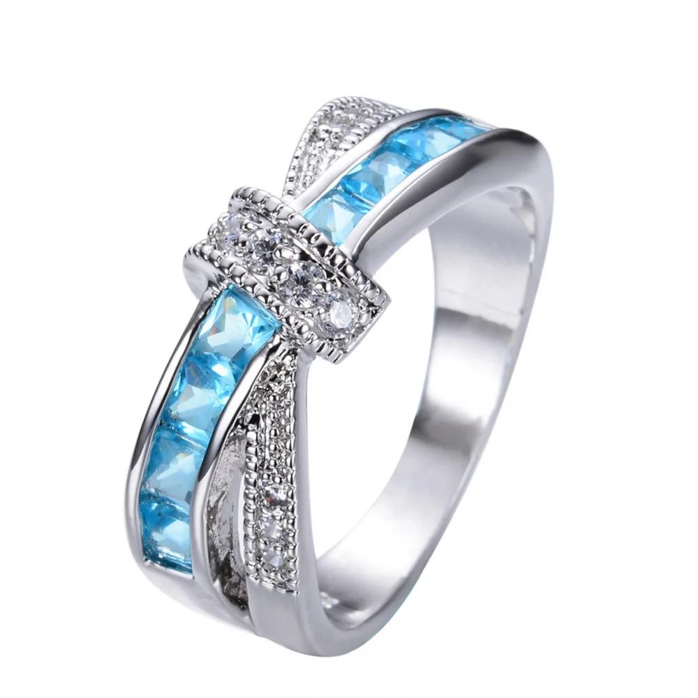URMYLADY Classic 925 Sterling Silver Diamond 8 Size Rings For Women Colored Zircon Fashion Jewelry