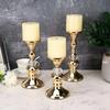 European Style Gold Metal Pillar Candlestick Non-slip Bottom Candle Stand  Banquet