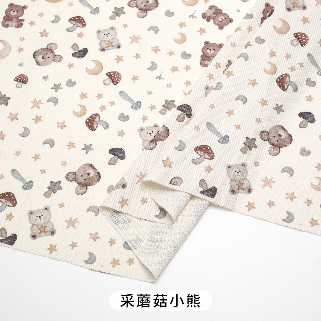 0.5m/2m Fine Strip Thicken Corduroy Cute Cartoon Printed for Sewing Winter Coats Children's Clothing Pants Handmade DIY Fabrics