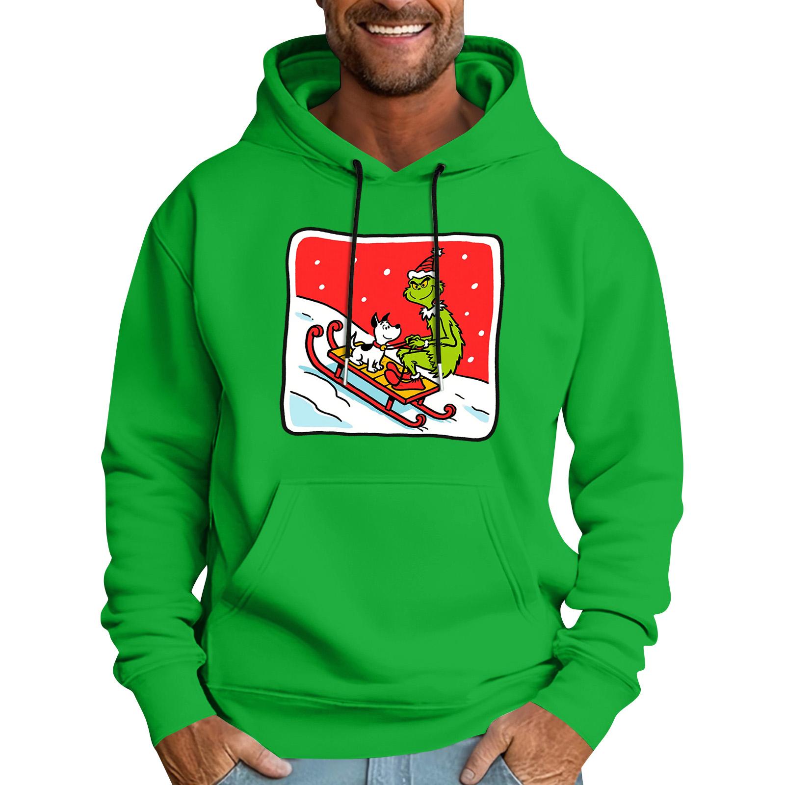 

Мужская повседневная спортивная толстовка с капюшоном и карманом, с рождественским принтом, с длинным рукавом XXXL