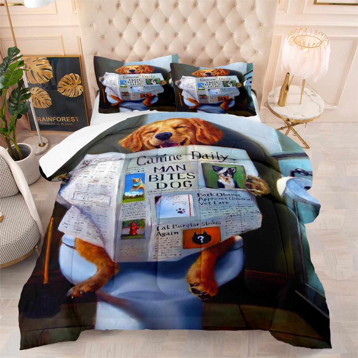 Digital Printing Quilt Three-piece Set Animal Thickened Fat Quilt Cover 140*200cm