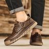 Handmade Men's Large Size Leather Driving Shoes 2026 - New Casual Stitching Design.