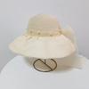 Hat women's new fashionable foreign style bow pearl mesh big eaves sunscreen hat elegant face small sale
