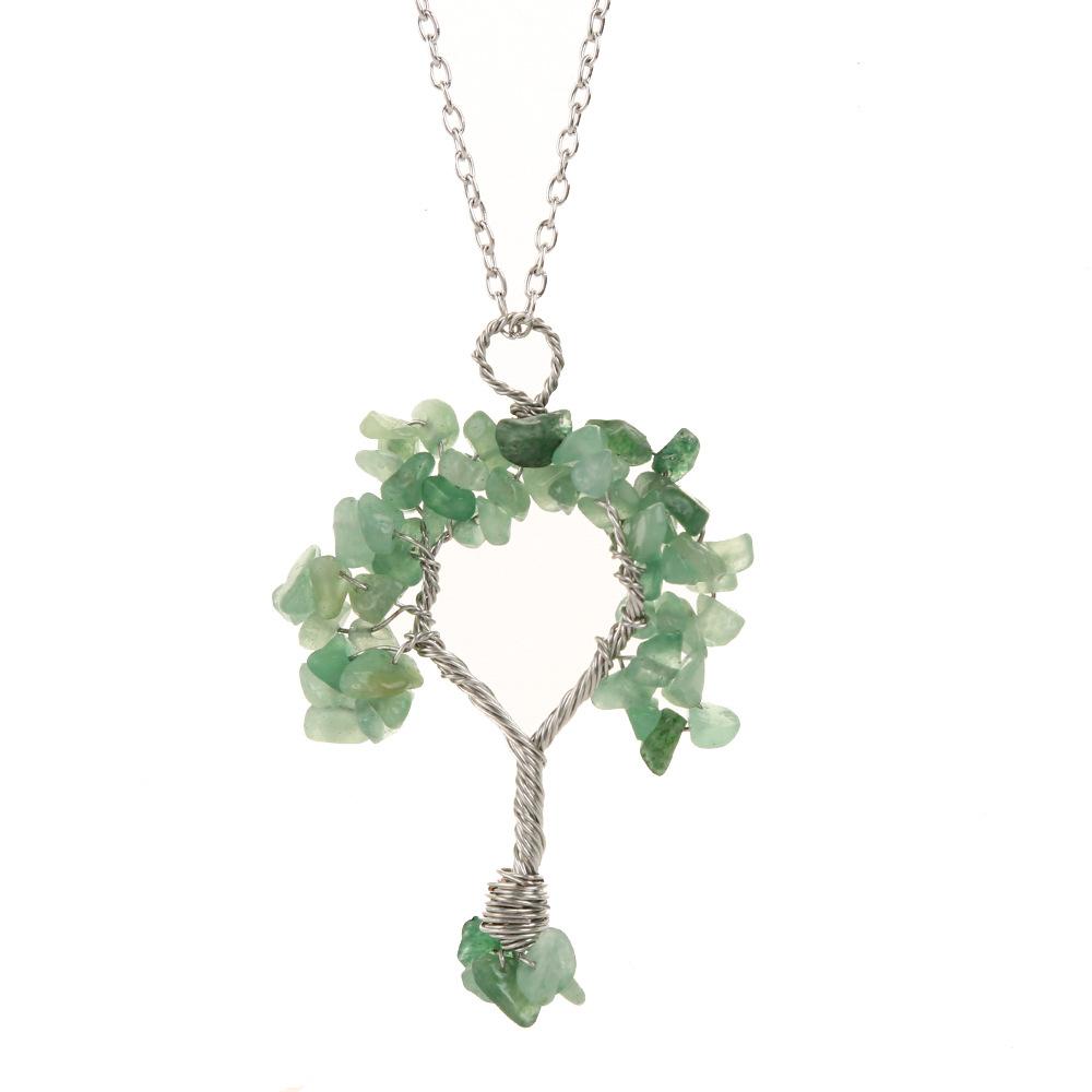 Natural Gravel Copper Wire Wrapped Around Christmas Tree Tree Of Life Pendant Necklace N88