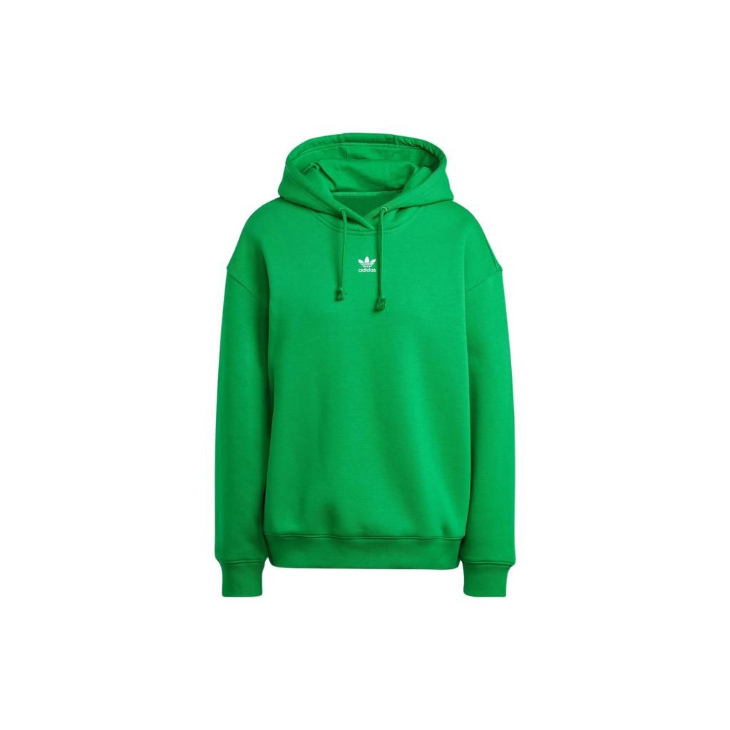 Adidas Originals Solid Color Logo Embroidered Sports Long Sleeve Hoodie Women Hoodies Green IK7692