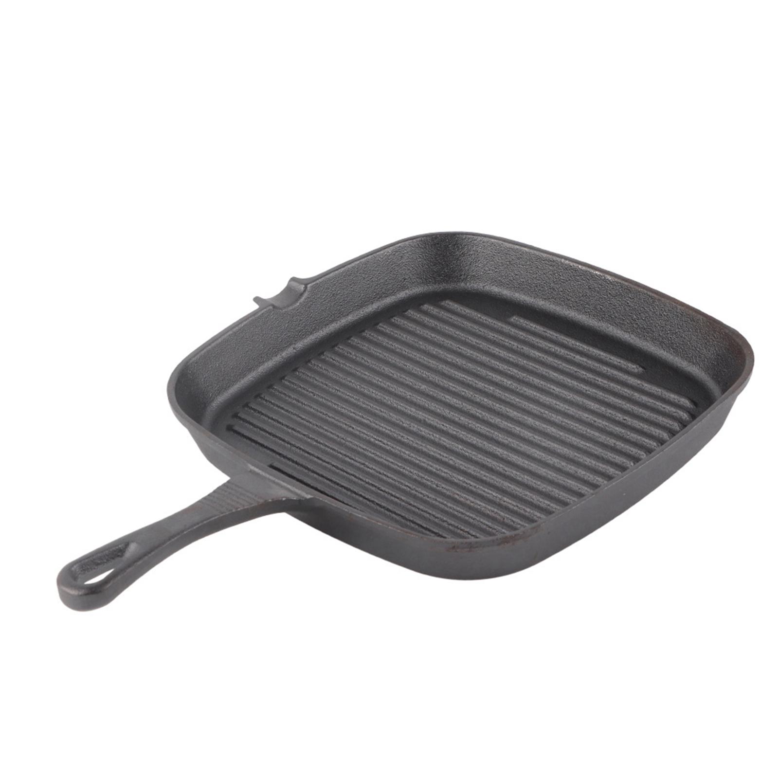 Cast Iron Steak Frying Pan Food Meals Gas Induction Cooker Cooking Pot Kitchen Cookware bianco