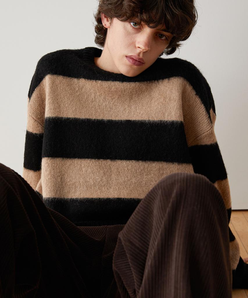 TRIP LE SENS Hairy Stripe Knit_Blue Green