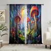 2pcs Magic Mushroom Printed Curtain for Home Decor - Rod Pocket Window Treatment for Bedroom, Office, Kitchen and Living Room