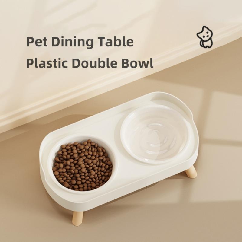 Double Pet Food Water Bowls Non-Slip Cat Bowl Stainless Steel Raised Cat Food Bowls with Stand Anti-splash Dog Bowl Pet Supplies
