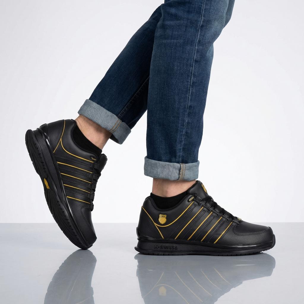 K-SWISS RINZLER Leather - Men's Sneakers Shoes Black 01235-071-M ORIGINAL