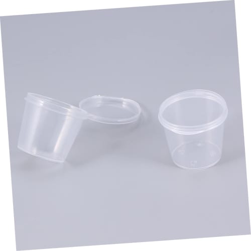 NUOLUX 50-Piece Clear Dressing Container with Lid, Plastic Para Postless Sauce Pot with Lid, Portion Cup with Lid, 1 Oz Salad Dressing Container