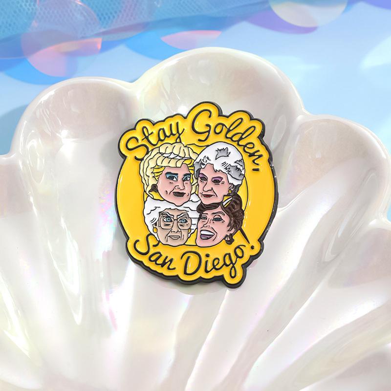 Stay Fun Golden San Diego Cartoon Grandma Pin Made Of Alloy With Eyecatching Finish Color
