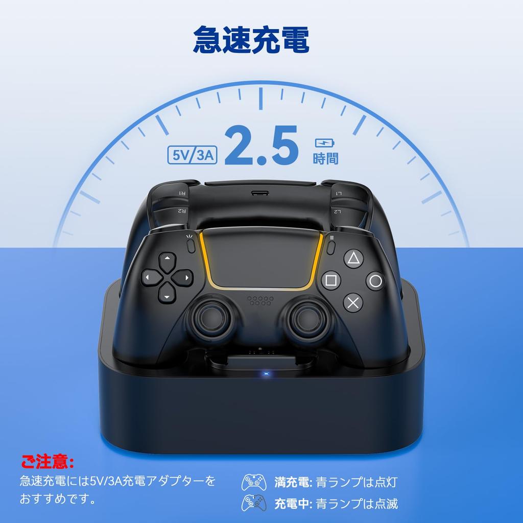 LVFAN PS5 Controller Charging PS5 Simultaneous Gamepad PS5 Peripheral Device with LED Integrated Base and Black Charger, Stand, Accessories, 2-Piece