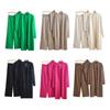 Women's Piece Cardigan Knit Lounge Set 3 Elastic Waist Wide Leg
