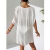 Pure Color V-Neck Lightweight Transparent Loose Dress Beach Casual Comfort Sun Protection Cover Up Fashion Beachwear