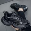 Men Pure Black Chunky Sneakers Casual Sports Shoes Thick Soles Platform Fashion Trend Shoes