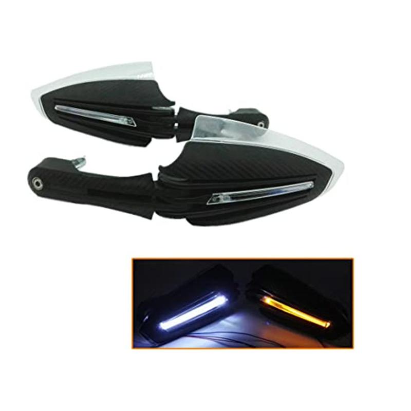 Carbon Fiber Motorcycle Handlebar Handguards with LED Turn Signal Lights for 7/8" 22mm Steel Handlebar Scooter ATV Dirt Bike