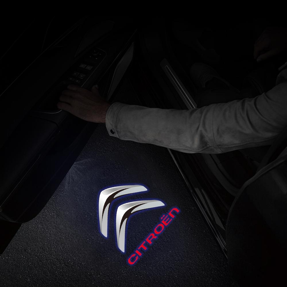 2Pcs LED Car Door Welcome Light Wireless Projector Lamp Car Decoration Accessories For Citroen C1 C2 C3 C4 C5 C-QUATRE Berlingo