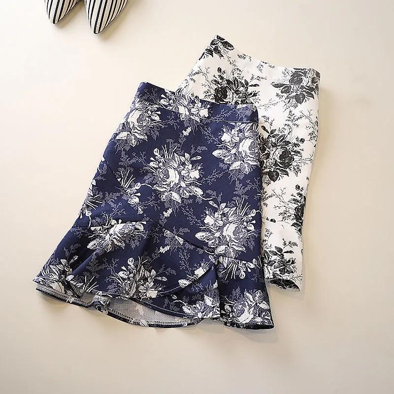 Letní dámská květinová sukně korejská móda vysoký pas slim krátké sukně