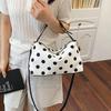 Yogodlns Borsa a tracolla a pois retrò alla moda Borsa a mano in PU di grande capacità Design a blocchi di colore squisito Borsa a spalla in pelle