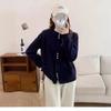 Autumn and winter new fashion knitted cardigan women's loose lazy good-looking crew neck sweater jacket tide