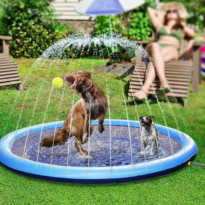 Piscina de Salpicos Ecológica de PVC Antiderrapante para Animais de Estimação Verão Tapete de Brincadeira Aquática ao Ar Livre para Crianças e Cães