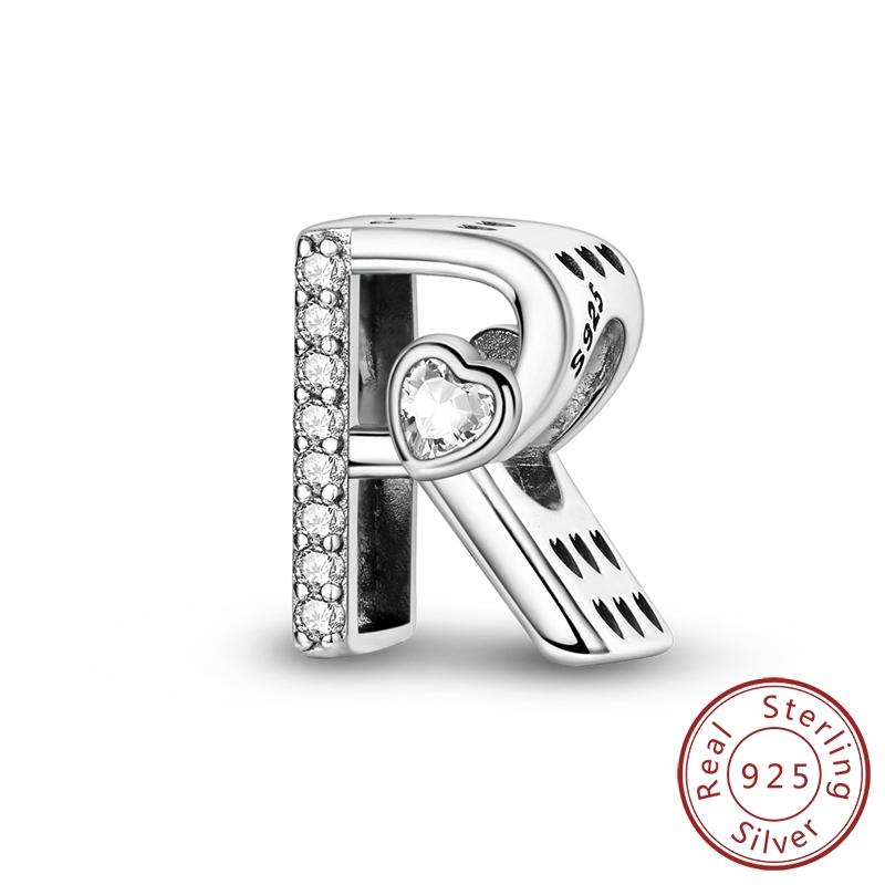 New 925 Silver Charm Beads 26 Letter Alphabet A-Z Charm Fit Original Charms Bracelet DIY Birthday Jewelry Gift Making