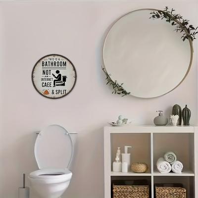 Vintage Wooden Bathroom Sign This Is A Bathroom Not A Cafe Funny Wall Art Rustic Hanging Round Plaque for Farmhouse Restroom Washroom