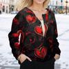 Women's Fashion Valentine's Day Printed Long Sleeve Cardigan Button Jacket