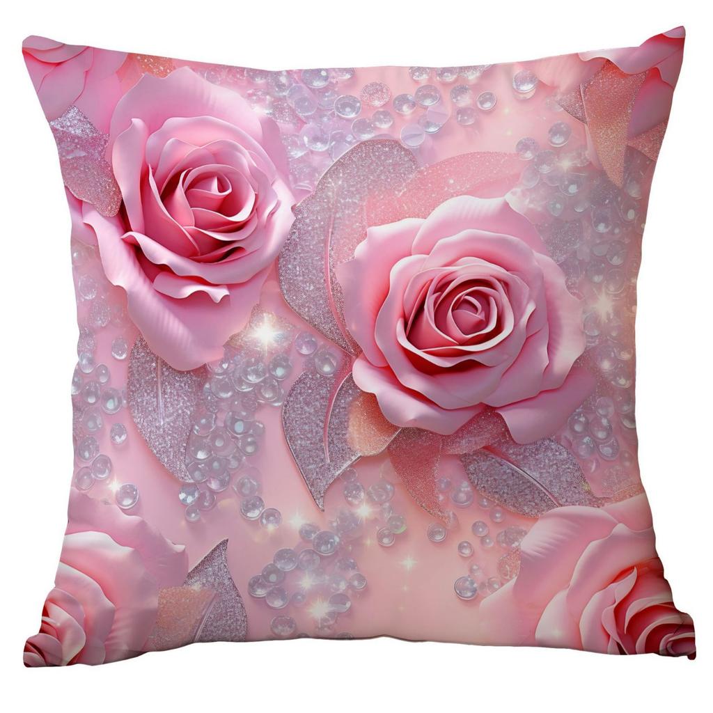 New Spring Flower Pink Rose Pillowcase Home Living Room Sofa Cushion Pillowcase